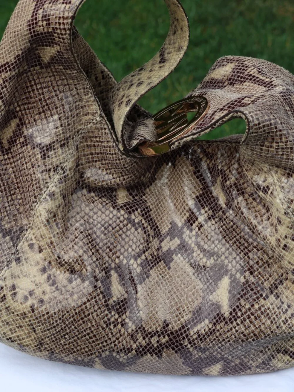 Michael Kors Brown, Tan & Gray Python-Print Hobo Bag